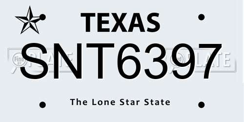 SNT6397 Texas License Plate