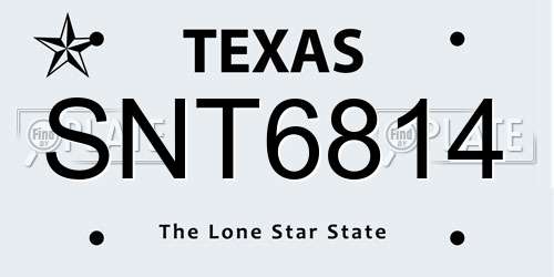 SNT6814 Texas License Plate