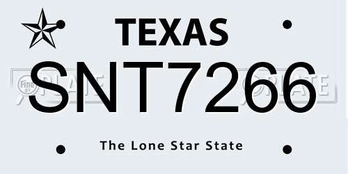 SNT7266 Texas License Plate