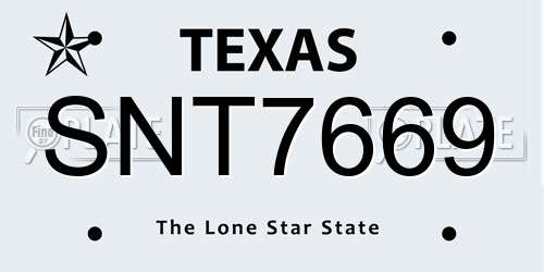 SNT7669 Texas License Plate