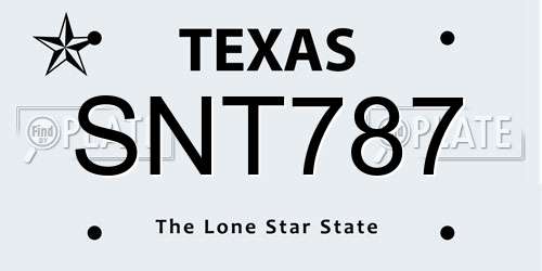 SNT787 Texas License Plate