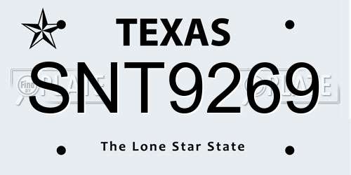 SNT9269 Texas License Plate