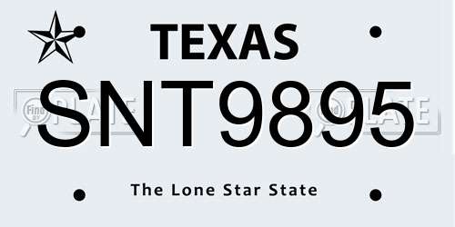 SNT9895 Texas License Plate