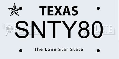 SNTY80 Texas License Plate