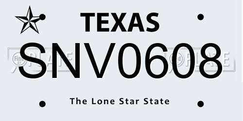 SNV0608 Texas License Plate