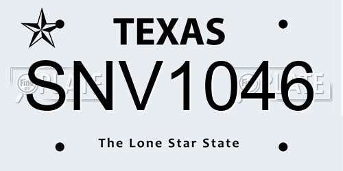 SNV1046 Texas License Plate