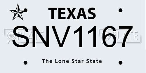 SNV1167 Texas License Plate
