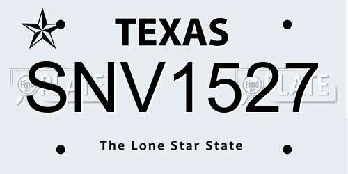 SNV1527 Texas License Plate
