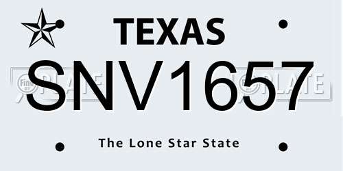 SNV1657 Texas License Plate