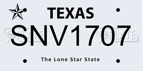 SNV1707 Texas License Plate