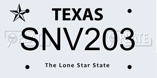 SNV203 Texas License Plate