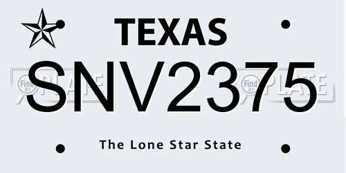 SNV2375 Texas License Plate