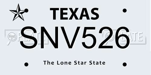SNV526 Texas License Plate