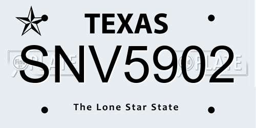 SNV5902 Texas License Plate