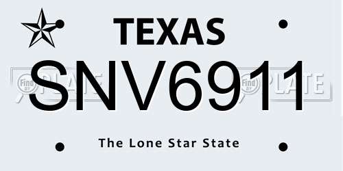 SNV6911 Texas License Plate