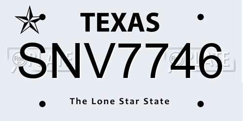 SNV7746 Texas License Plate