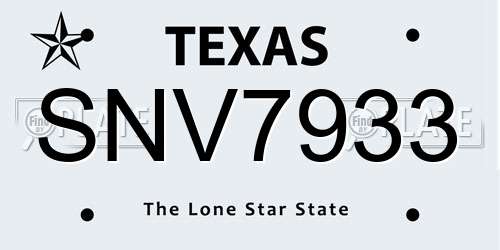 SNV7933 Texas License Plate