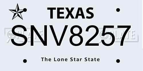 SNV8257 Texas License Plate