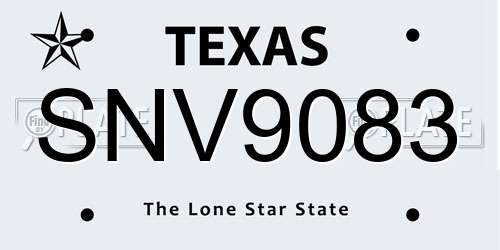 SNV9083 Texas License Plate