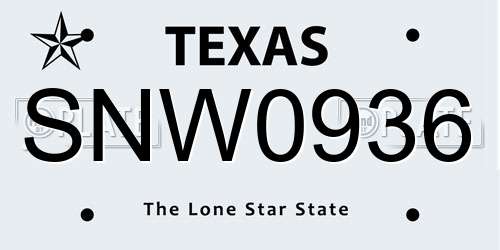 SNW0936 Texas License Plate