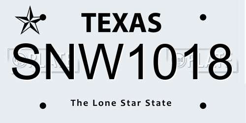 SNW1018 Texas License Plate