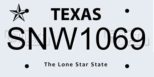 SNW1069 Texas License Plate