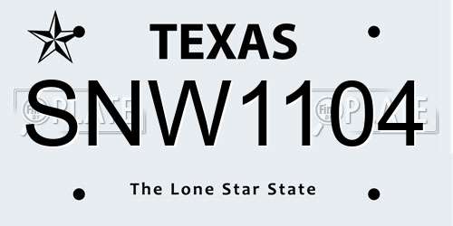 SNW1104 Texas License Plate
