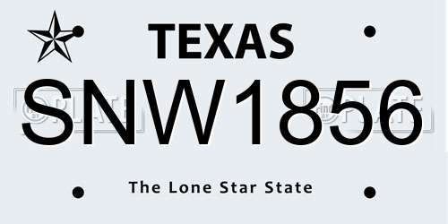 SNW1856 Texas License Plate