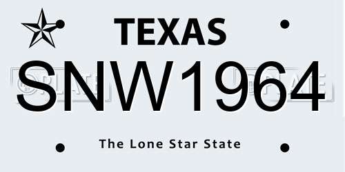 SNW1964 Texas License Plate