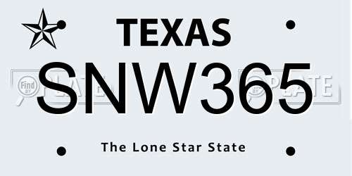 SNW365 Texas License Plate