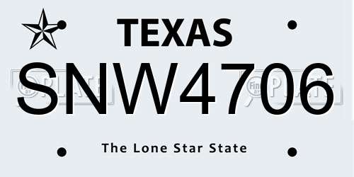 SNW4706 Texas License Plate