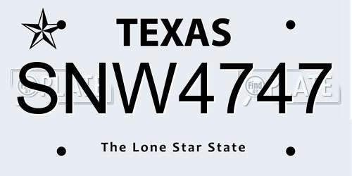SNW4747 Texas License Plate
