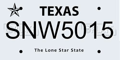 SNW5015 Texas License Plate