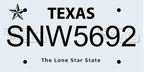 SNW5692 Texas License Plate