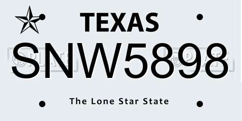 SNW5898 Texas License Plate