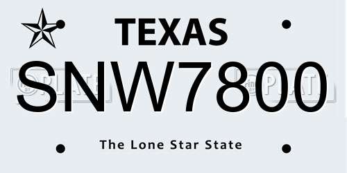 SNW7800 Texas License Plate