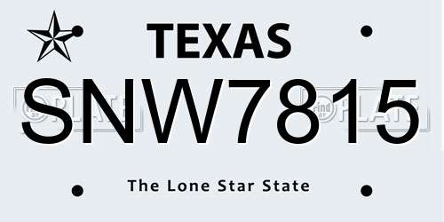 SNW7815 Texas License Plate