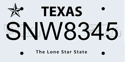 SNW8345 Texas License Plate