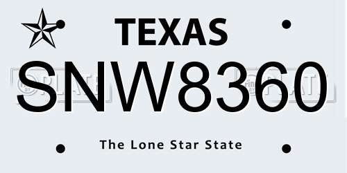 SNW8360 Texas License Plate