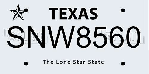 SNW8560 Texas License Plate