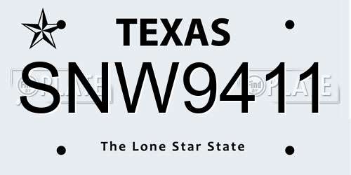 SNW9411 Texas License Plate
