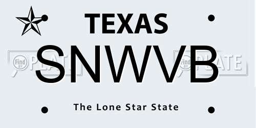 SNWVB Texas License Plate