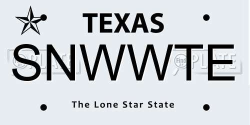 SNWWTE Texas License Plate