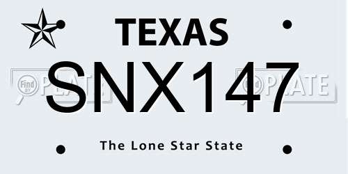 SNX147 Texas License Plate