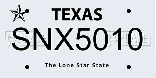 SNX5010 Texas License Plate