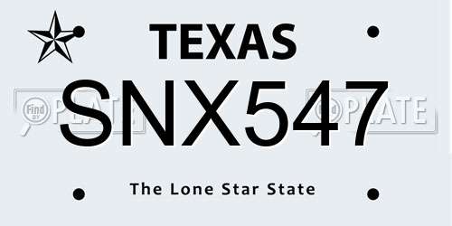 SNX547 Texas License Plate