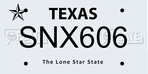 SNX606 Texas License Plate