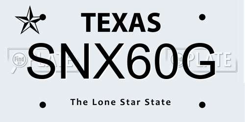 SNX60G Texas License Plate