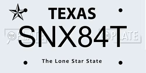 SNX84T Texas License Plate