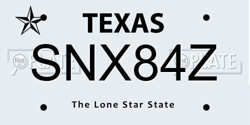 SNX84Z Texas License Plate